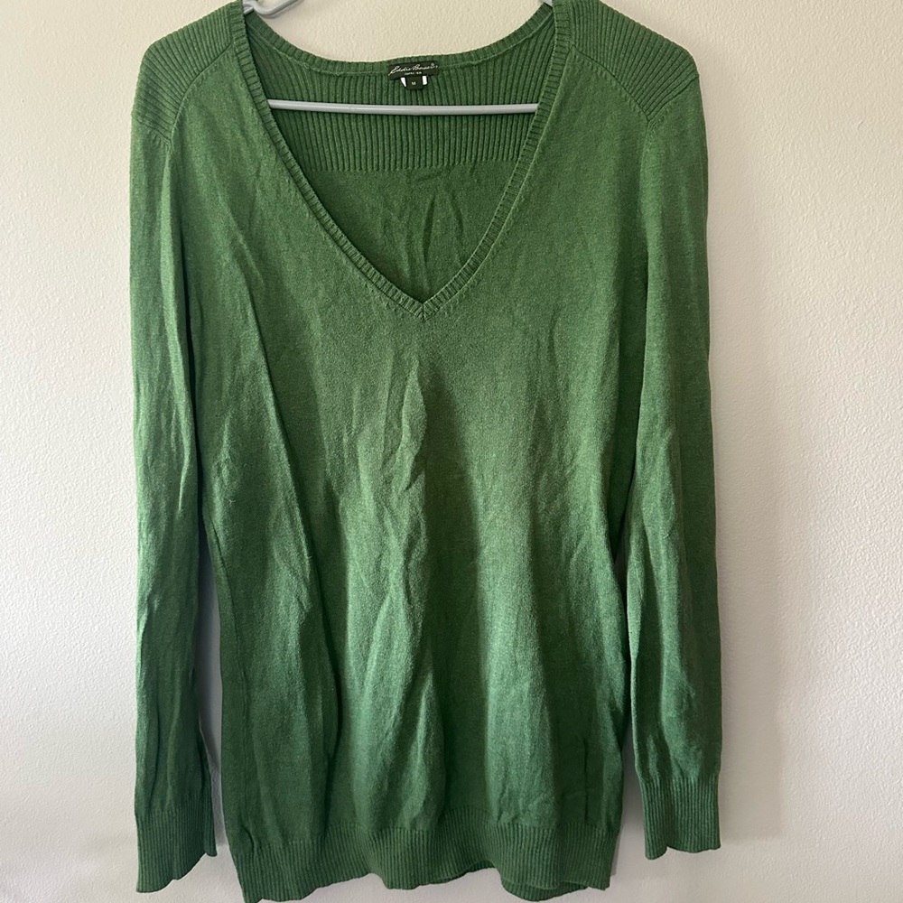 Eddie Bauer Green V-Neck Sweater